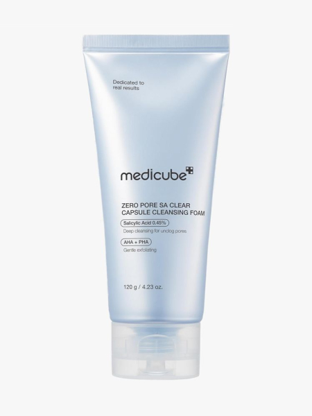 Medicube Zero Pore SA Clear Capsule Facial Deep Cleanser in branded component on a light gray background